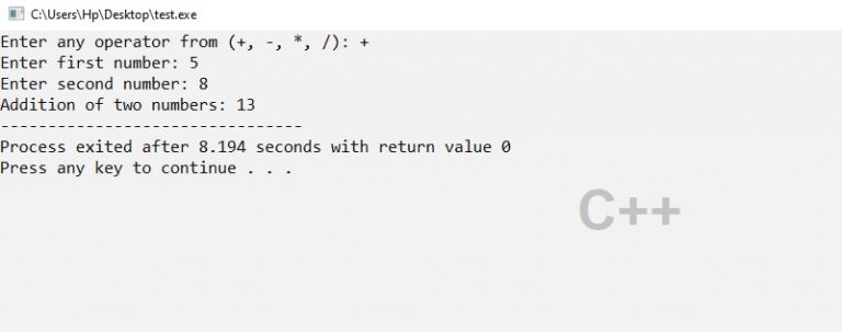 C++ program for simple calculator - Logic To Program